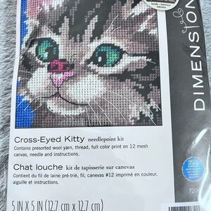 Cat themed cross stitch kit. Brand new. Cross-eyed kitty
